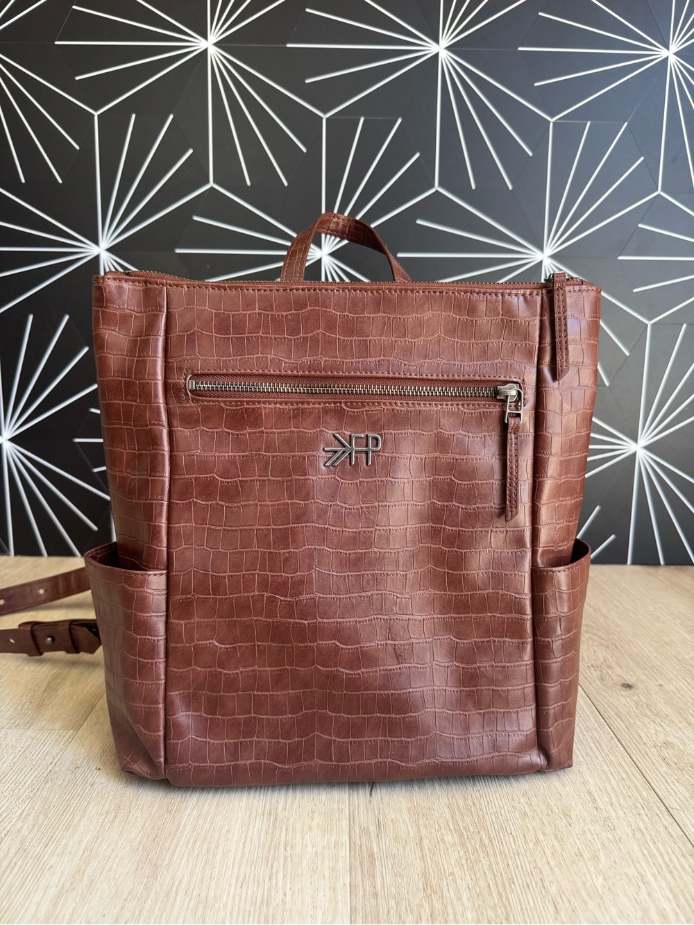 Freshly Picked Mini Minimal Backpack - Chocolate Croc Embossed Vegan Leather